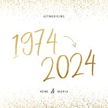 Uitnodiging 1974/2024 jubileum met confetti