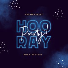 Uitnodiging examenfeest geslaagd neon en confetti