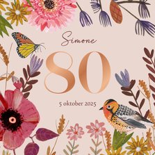 Uitnodiging Feestje 80 Bloemen Botanisch Herfst