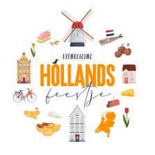 Uitnodiging Hollands feestje thema molen borrel