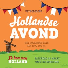 Uitnodiging Hollandse avond oud Hollands feest party
