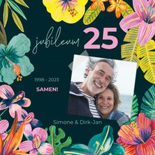 Uitnodiging Jubileum 25 jaar tropische Hawaii bloemen