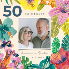 Uitnodiging Jubileum 50 jaar tropische Hawaii bloemen