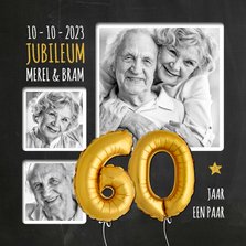 Uitnodiging jubileum 60 jaar ballonnen goud