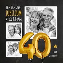 Uitnodiging jubileum ballonnen goud 40