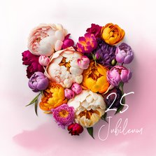Uitnodiging jubileum bloemen hart 25