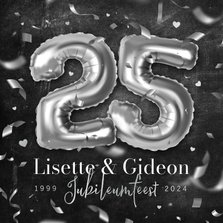 Uitnodiging jubileumfeest 25 jaar getrouwd krijtbord ballon