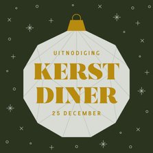 Uitnodiging kerstdiner donkergroen met kerstbal van papier