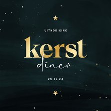 Uitnodiging kerstdiner donkergroen met sterren