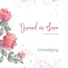 Uitnodiging met rozen waterverf huwelijksjubileum 