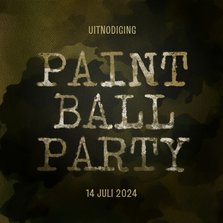 Uitnodiging paintballparty feest camouflage typografie