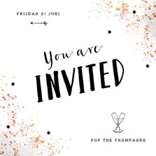 Uitnodiging pop the champagne feestje borrel 