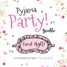 Uitnodiging pyjama party illustratie slaapmasker confetti