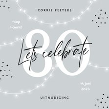 Uitnodiging verjaardag 80 jaar man vrouw slingers confetti