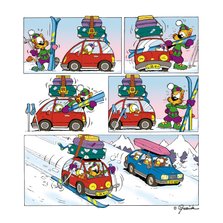 Vakantiekaart Loeki wintersport strip auto
