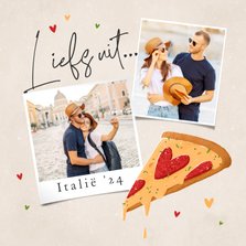 Vakantiekaart pizzapunt pizza foto hartjes Italië 