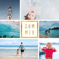 Vakantiekaart 'Summer' met 6 foto's vierkant