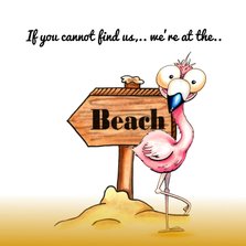 Vakantiekaarten flamingo op het strand