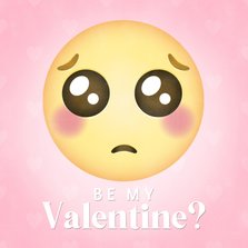 Valentijnskaart 'be my Valentine?' smekende emoji en hartjes