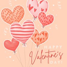 Valentijnskaart eigentijdse illustratie 3d hartjes ballonnen