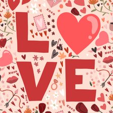 Valentijnskaart grote Love typografie