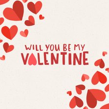 Valentijnskaart hartjes 'will you be my Valentine'