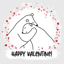Valentijnskaart ijsberenknuffel Happy Valentine roze