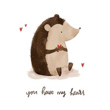 Valentijnskaart illustratie egel you have my heart 