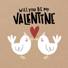 Valentijnskaart love birds hartjes