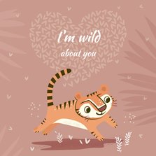 Valentijnskaart met illustratie van tijger en hart