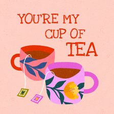 Valentijnskaart met twee kopjes thee