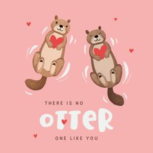 Valentijnskaart otters hartjes liefde vriendschap