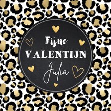 Valentijnskaart panterprint goudlook hartjes