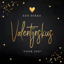 Valentijnskaart typografie zwart goudlook confetti