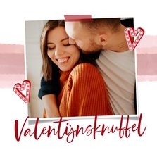 Valentijnskaartje met valentijnsknuffel en foto