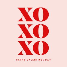 Valentijnskaartje xoxoxo in roze rood