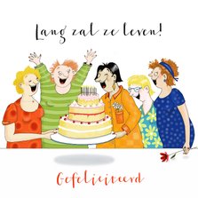 Verjaardag - de dames hebben taart voor de jarige