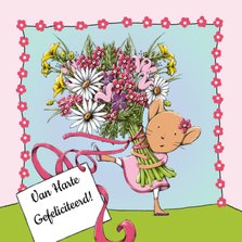 Verjaardag muis en bloemen - IH