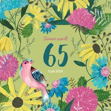Verjaardagsfeestje 65 jaar bloemen en vogel