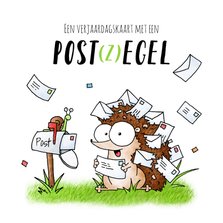 Verjaardagsfelicitatie - kaartje met een post(z)egel