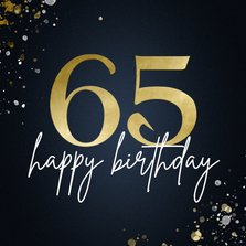 Verjaardagskaart 65 stijlvol blauw met spetters