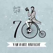 Verjaardagskaart 70 jaar man vintage fiets