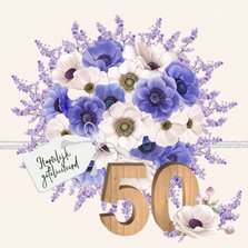 Verjaardagskaart anemonen 50 jaar