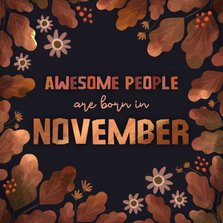 Verjaardagskaart 'awesome people are born in november'