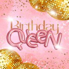 Verjaardagskaart B-day queen met discoballen