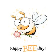 Verjaardagskaart bij happy Bee-day