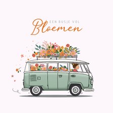 Verjaardagskaart busje met bloemen