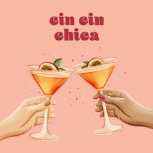 Verjaardagskaart cin cin chica cocktail martini