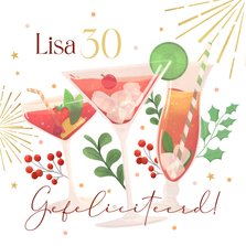 Verjaardagskaart cocktails cheers confetti gefeliciteerd 