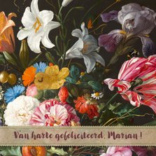 Verjaardagskaart en kleurrijke bloemenschilderij